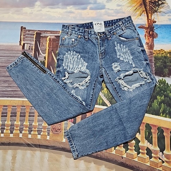 One Teaspoon Trashed Free Birds Jeans Size 24 - Picture 1 of 8